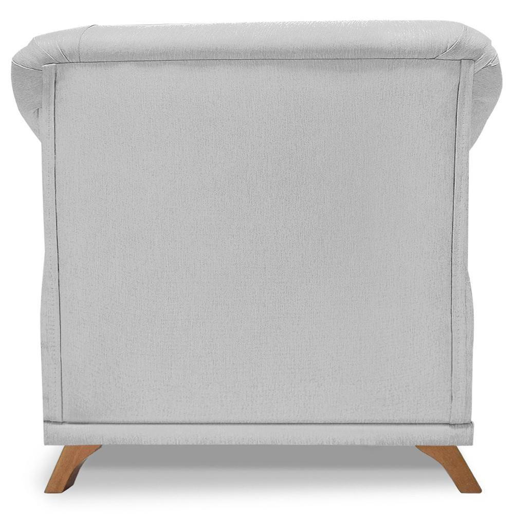 Poltrona Decorativa Retro Polo Com Almofada Linho Grigio Ezz Grigio - 6
