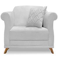 Poltrona Decorativa Retro Polo Com Almofada Linho Grigio Ezz Grigio - 2