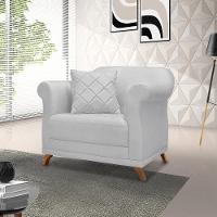 Poltrona Decorativa Retro Polo Com Almofada Linho Grigio Ezz Grigio
