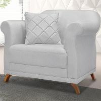 Poltrona Decorativa Retro Polo Com Almofada Linho Grigio Ezz Grigio - 5