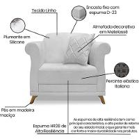 Poltrona Decorativa Retro Polo Com Almofada Linho Grigio Ezz Grigio - 8