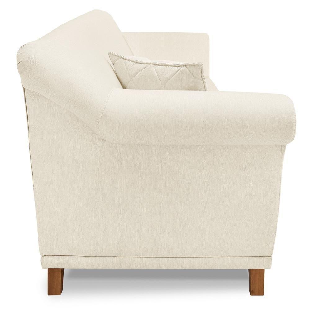 Poltrona Decorativa Retro Polo Com Almofada Linho Perola Ezz Perola - 3