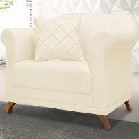 Poltrona Decorativa Retro Polo Com Almofada Linho Perola Ezz Perola - 5