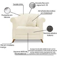 Poltrona Decorativa Retro Polo Com Almofada Linho Perola Ezz Perola - 8