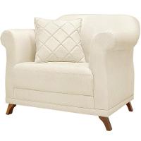 Poltrona Decorativa Retro Polo Com Almofada Linho Natural Ezz Natural - 1