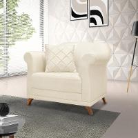 Poltrona Decorativa Retro Polo Com Almofada Linho Natural Ezz Natural