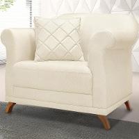 Poltrona Decorativa Retro Polo Com Almofada Linho Natural Ezz Natural - 5