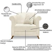 Poltrona Decorativa Retro Polo Com Almofada Linho Natural Ezz Natural - 8