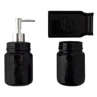 Kit Banheiro Lavabo Acessórios De Luxo Cerâmica Preto 3 Peças - 1