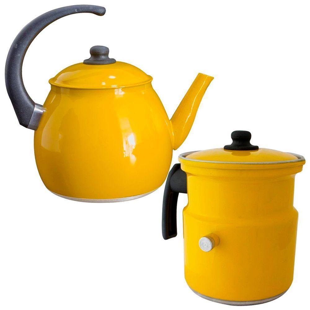 Kit Chaleira E Leiteira Gulê Alumínio 2 Peças Amarelo - 1