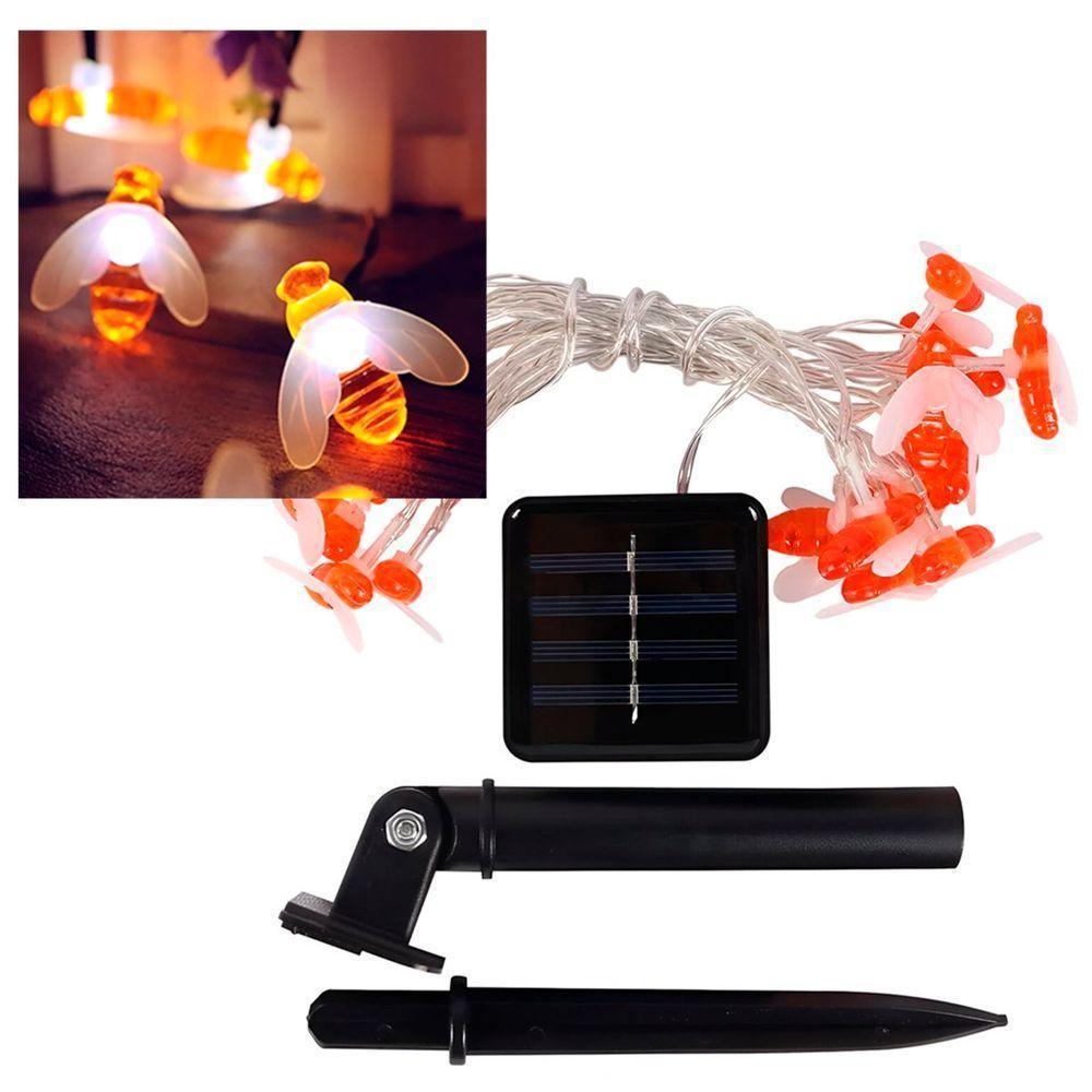 Cordão Leds Solar Lâmpadas Luzes Estilo Abelhas Brancas 5m - 1