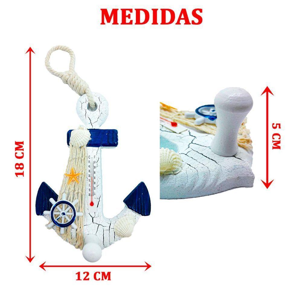 Enfeite Decorativo Ancora Termômetro Náutico Marítimo 18cm - 2