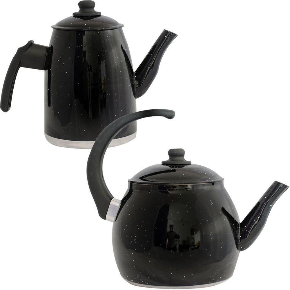 Kit Chaleira E Bule Gulê Em Alumínio 2 Peças Preta - 1