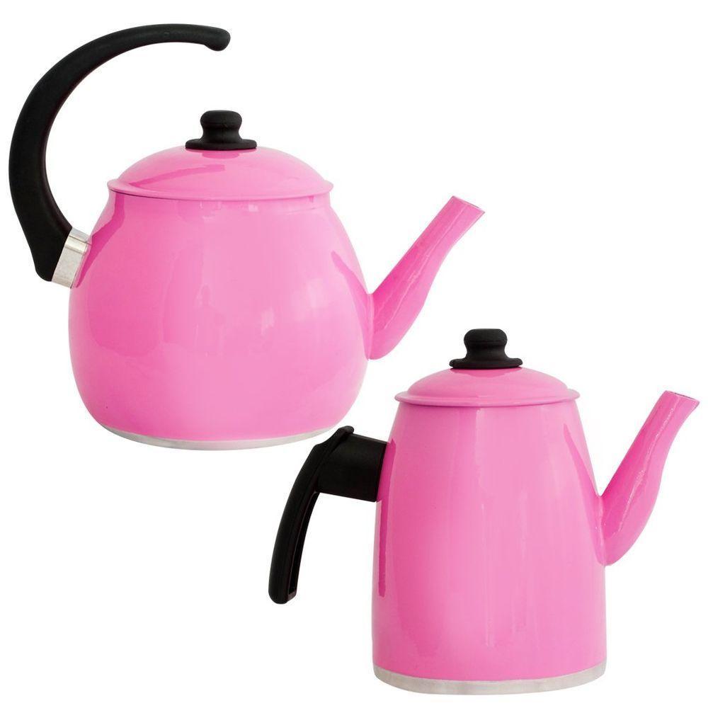 Kit Chaleira E Bule Gulê Alumínio 2 Peças Rosa - 1