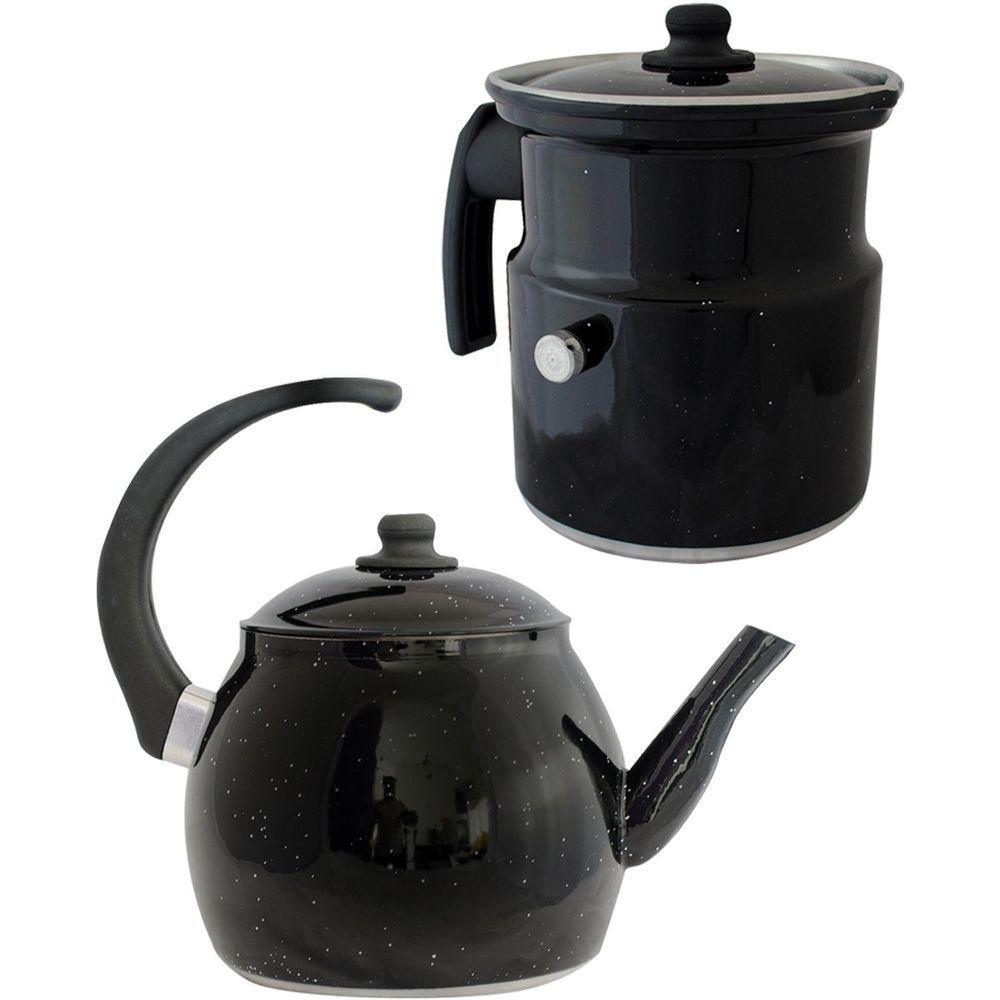 Kit Chaleira E Leiteira Gulê Alumínio 2 Peças Preta - 1