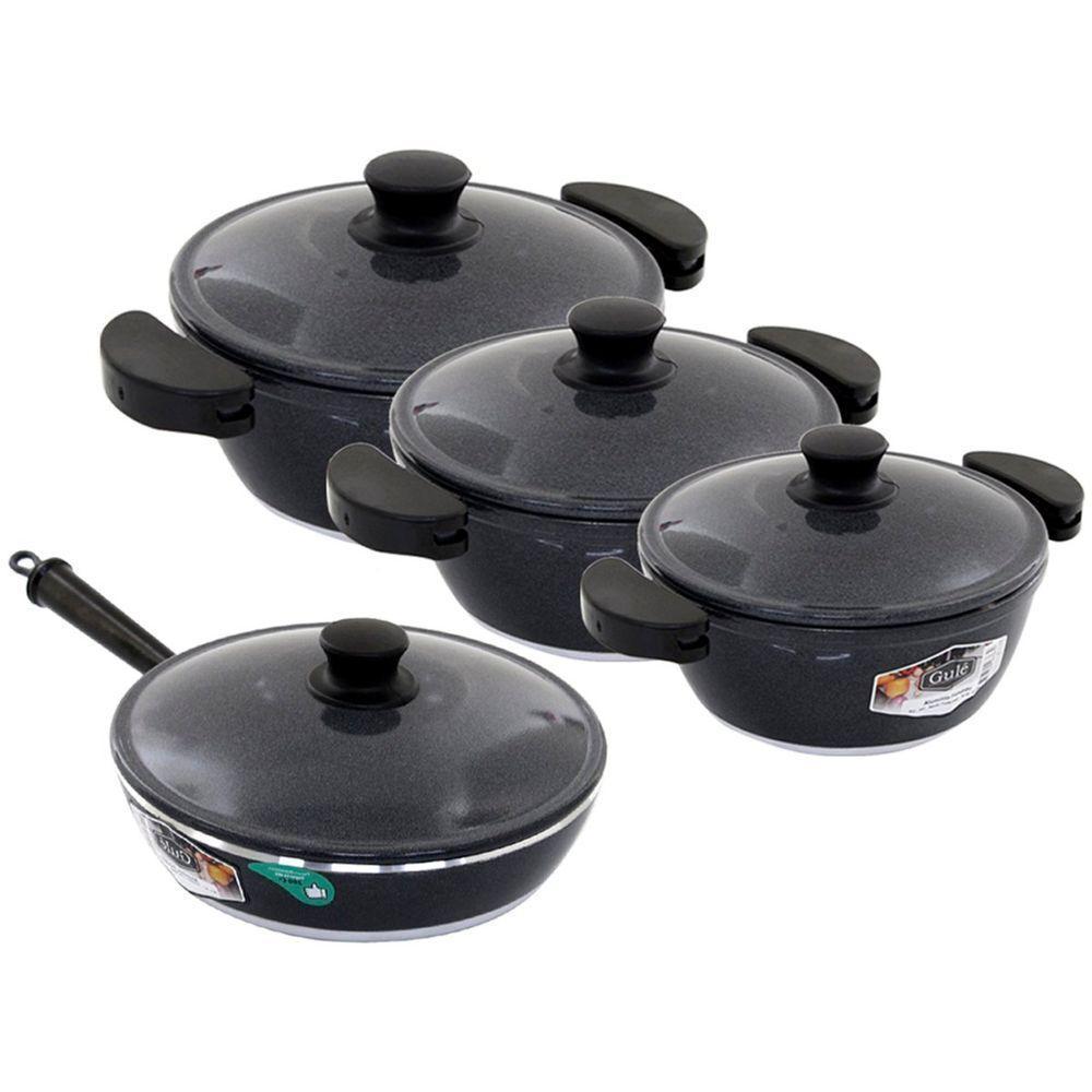 Kit 3 Panelas + Frigideira Gulê Alumínio 4 Peças Grafite. - 1