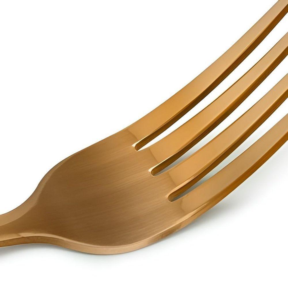 Kit Jogo De Garfo Refeição Gold Rose 12pç Inox Rústico Luxo - 4