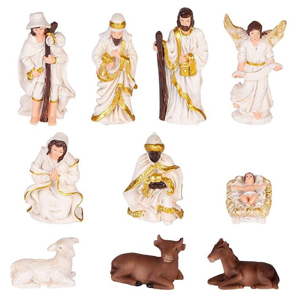 Presépio Decoração Nascimento De Jesus Estatueta Com 10pçs - 3