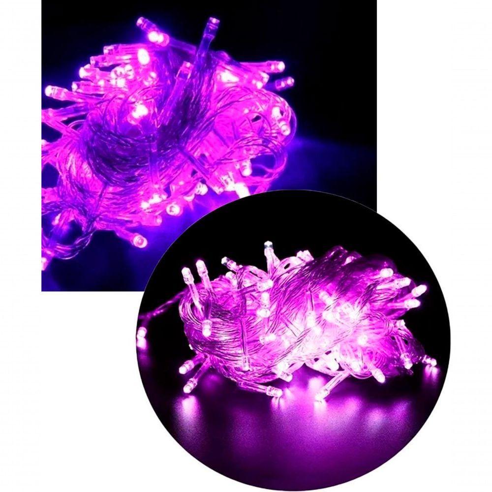 Pisca Cordão 100 Lâmpadas Led Roxo 8 Funções 9 Metros E 220v - 1
