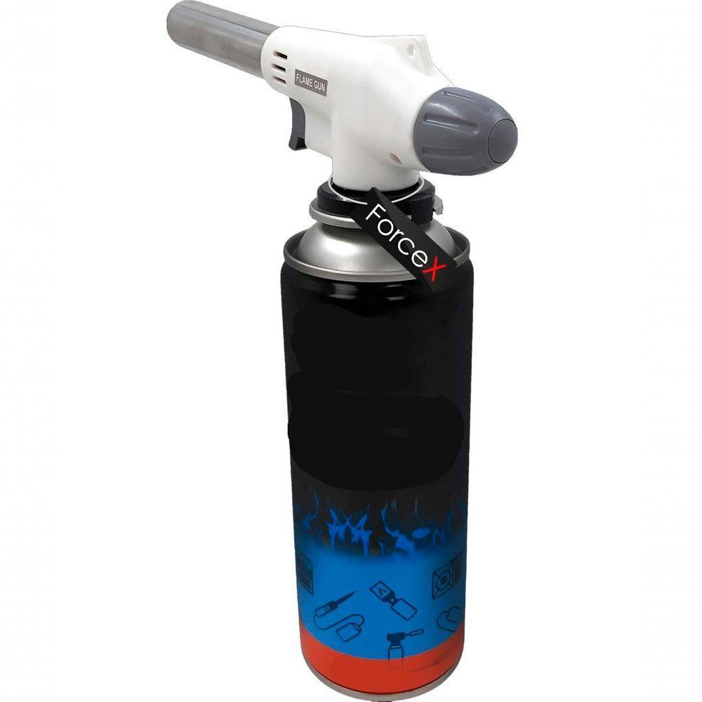 Kit Refil Gás De 400ml E Isqueiro Maçarico Culinário Branco - 4