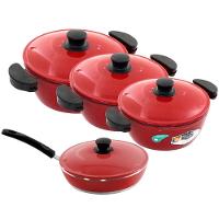 Kit 3 Panelas + Frigideira Gulê Alumínio 4 Peças Vermelho - 1