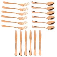 Kit Jogo De Talheres Mesa Gold Rose 18pçs Inox Rústico Luxo - 1