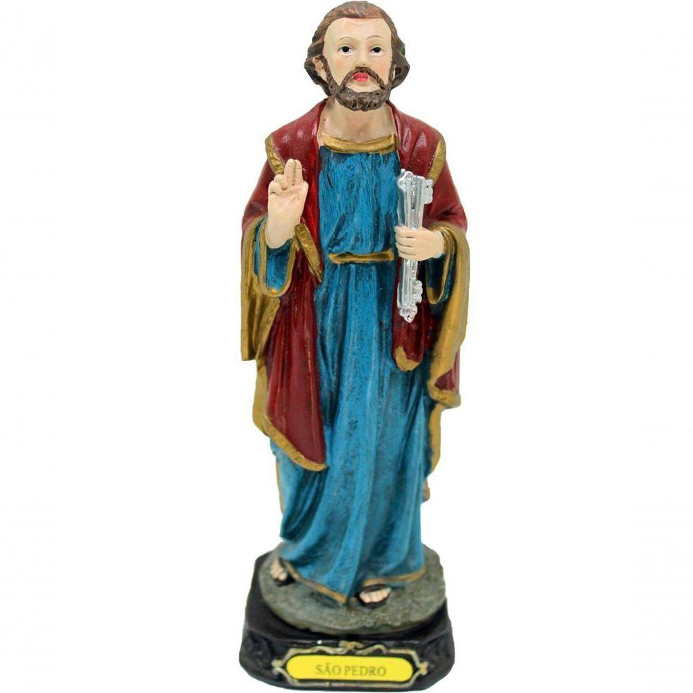 Estatueta Imagem De São Pedro Escultura Enfeite Resina 16cm - 1