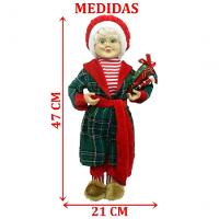 Boneca Mamãe Noel Decoração Pijama Roupão Com Presentes 47cm - 2