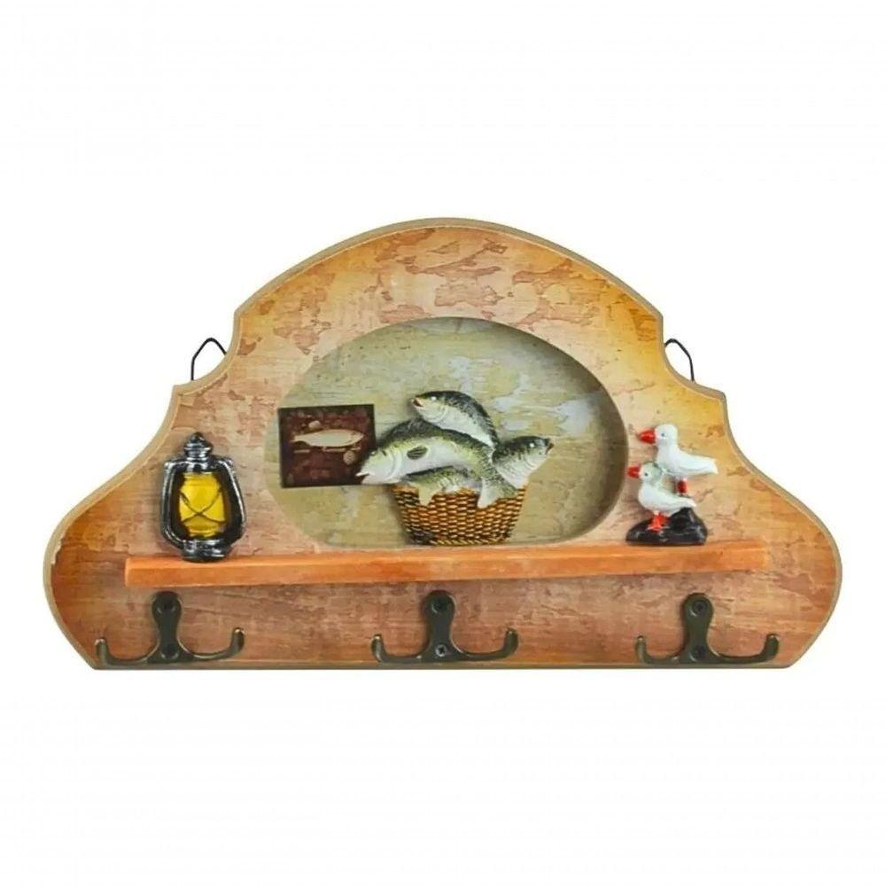 Porta Chave De Parede De Madeira Para Cozinha Com 6 Ganchos - 4