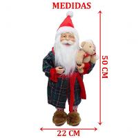 Boneco Papai Noel Pijama Roupão Decoração Com Ursinho 50cm - 2