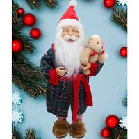 Boneco Papai Noel Pijama Roupão Decoração Com Ursinho 50cm - 4