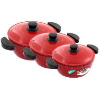 Kit Panelas Gulê Alumínio 2,2l 2,5l 3,5l 3 Peças Vermelho - 1