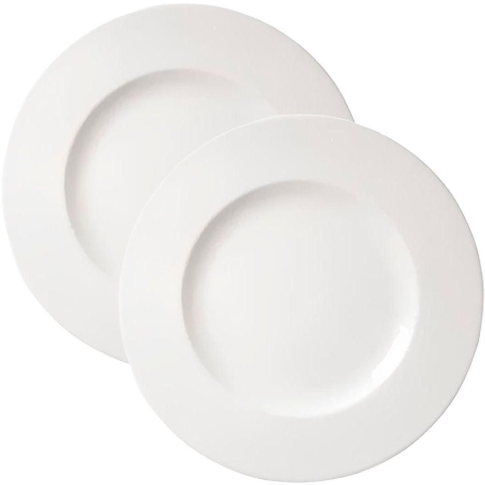 Jogo Pratos Sobremesa Lanche 6 Pessoas 6pçs Aba Larga 21cm - 1