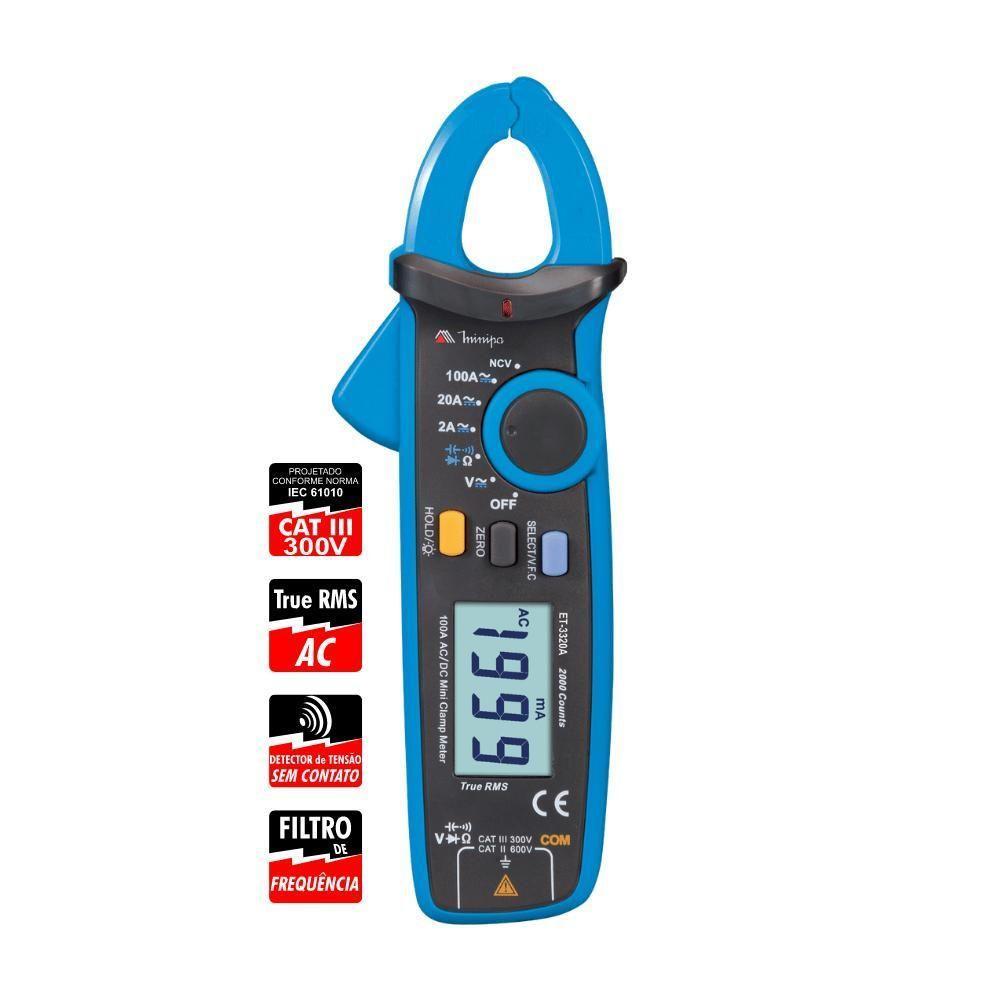Mini Alicate Amperimetro Digital Minipa Et-3320a True Ems Cat Iii - 1