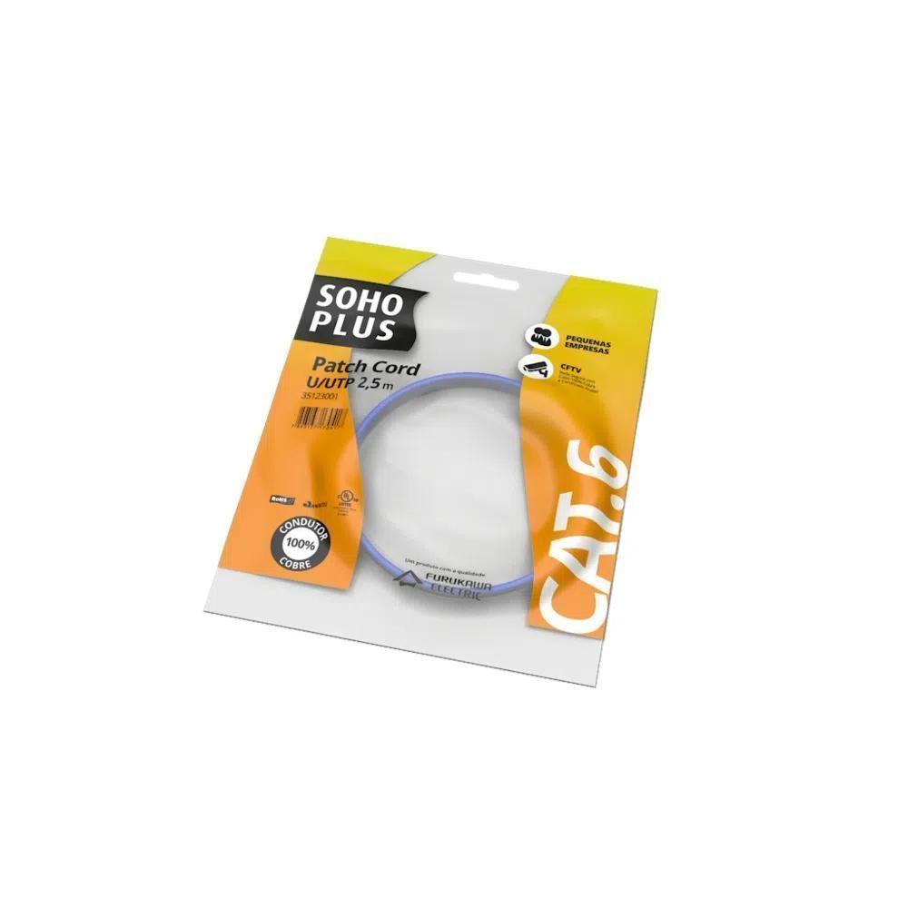Patch Cord Sohoplus U/utp Cat6 Cmx T568a 2,5m - Azul - 2