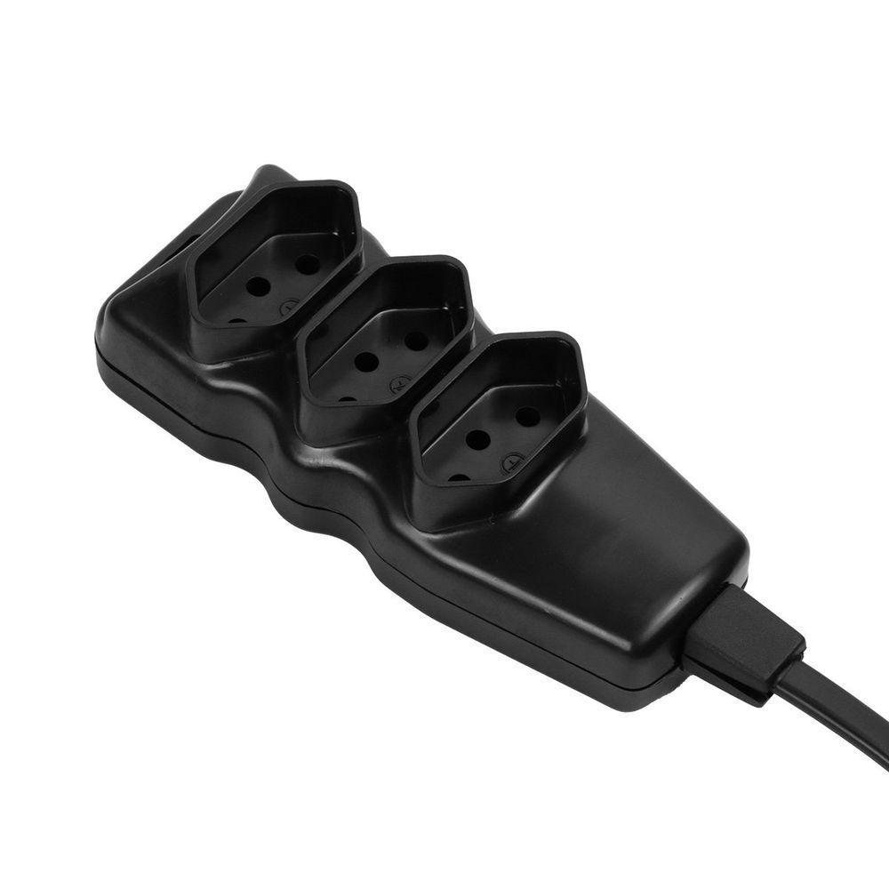 Extensão Elétrica 3 Tomadas Pp Plano 3x0,75 5m Preta - 4