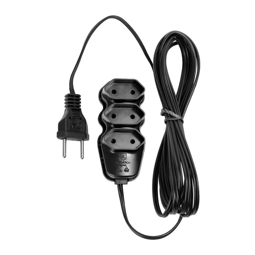 Extensão Elétrica 3 Tomadas Pl 2x0,75 3m Preta - 1