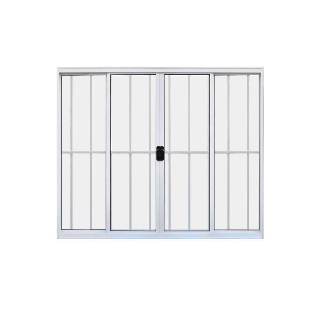 Janela 4 Folhas De Correr C/ Grade 1,00 X 2.00 Alumínio Branco Linha Modular - Hale - 1