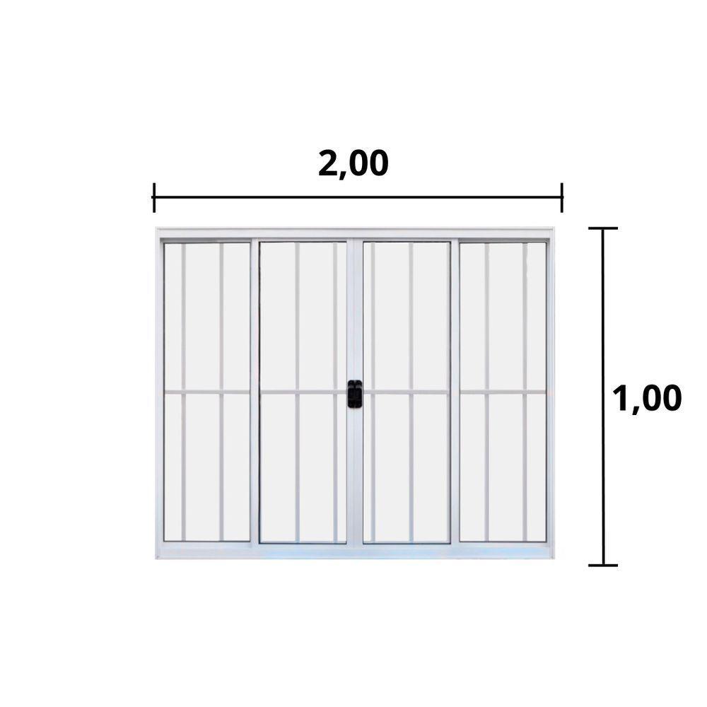 Janela 4 Folhas De Correr C/ Grade 1,00 X 2.00 Alumínio Branco Linha Modular - Hale - 3