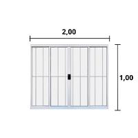 Janela 4 Folhas De Correr C/ Grade 1,00 X 2.00 Alumínio Branco Linha Modular - Hale - 3