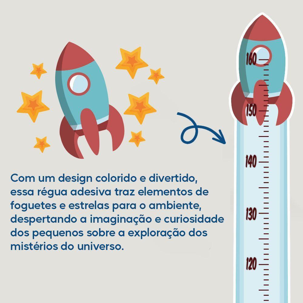 Adesivo Parede Régua Crescimento Foguete Exploração Estrelas - 3
