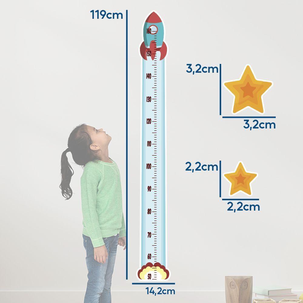 Adesivo Parede Régua Crescimento Foguete Exploração Estrelas - 5