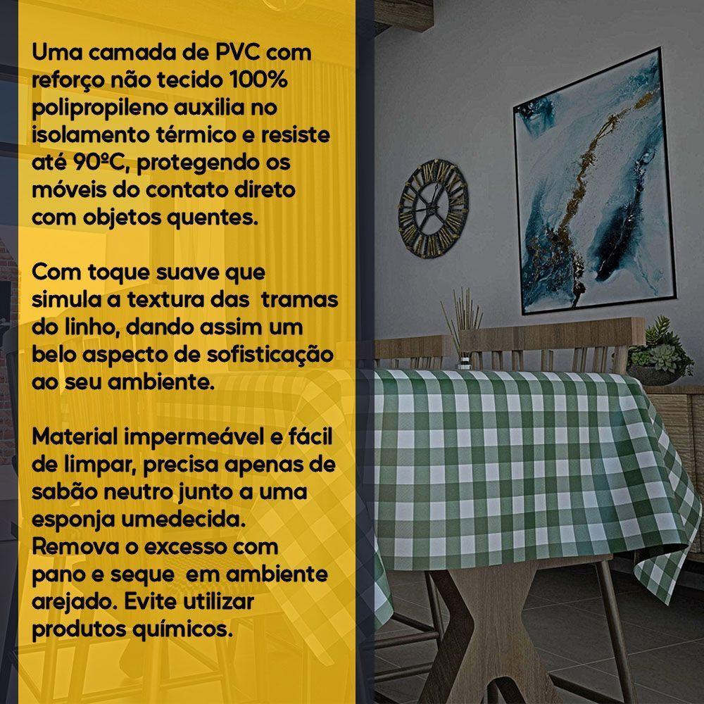 Toalha De Mesa Térmica Pvc Xadrez Jantar Cozinha 1,40 X 1,40 Titulo Xadrez Verde - 4