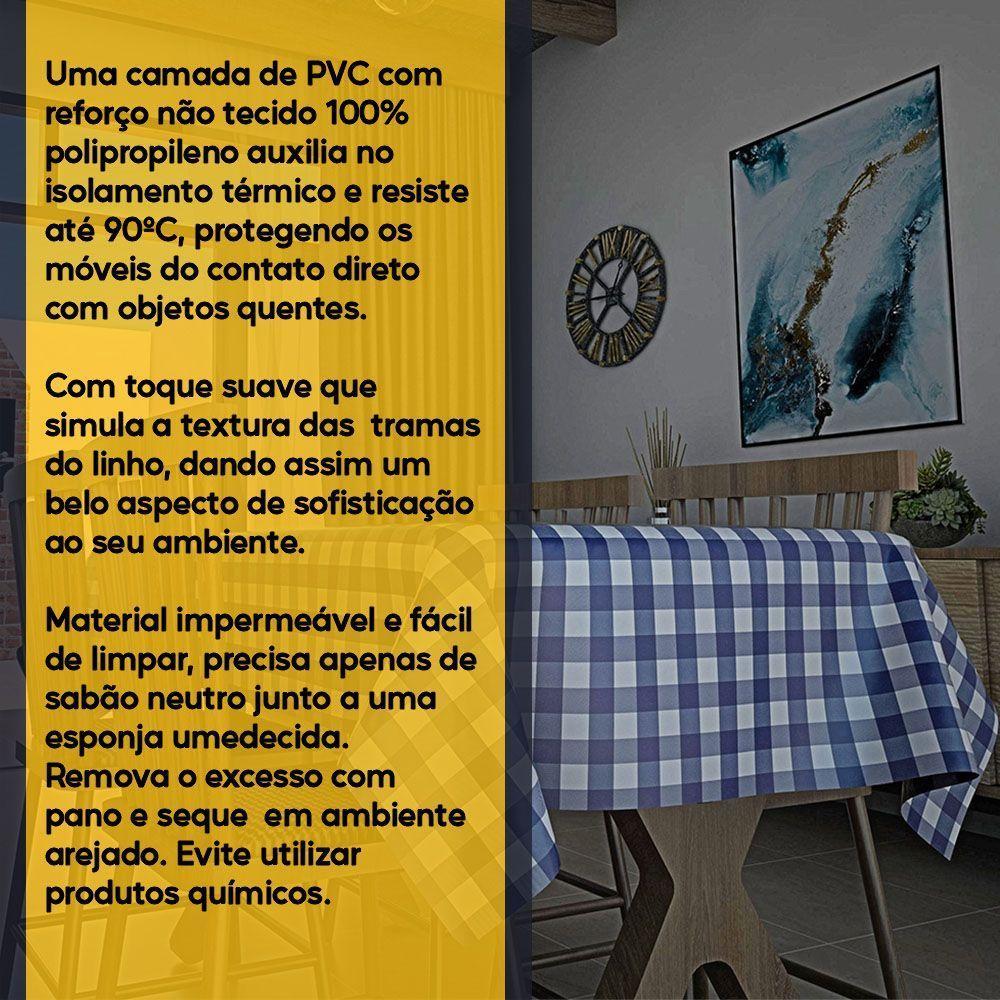 Toalha De Mesa Térmica Pvc Xadrez Jantar Cozinha 1,40 X 2,20 Titulo Xadrez Azul - 4