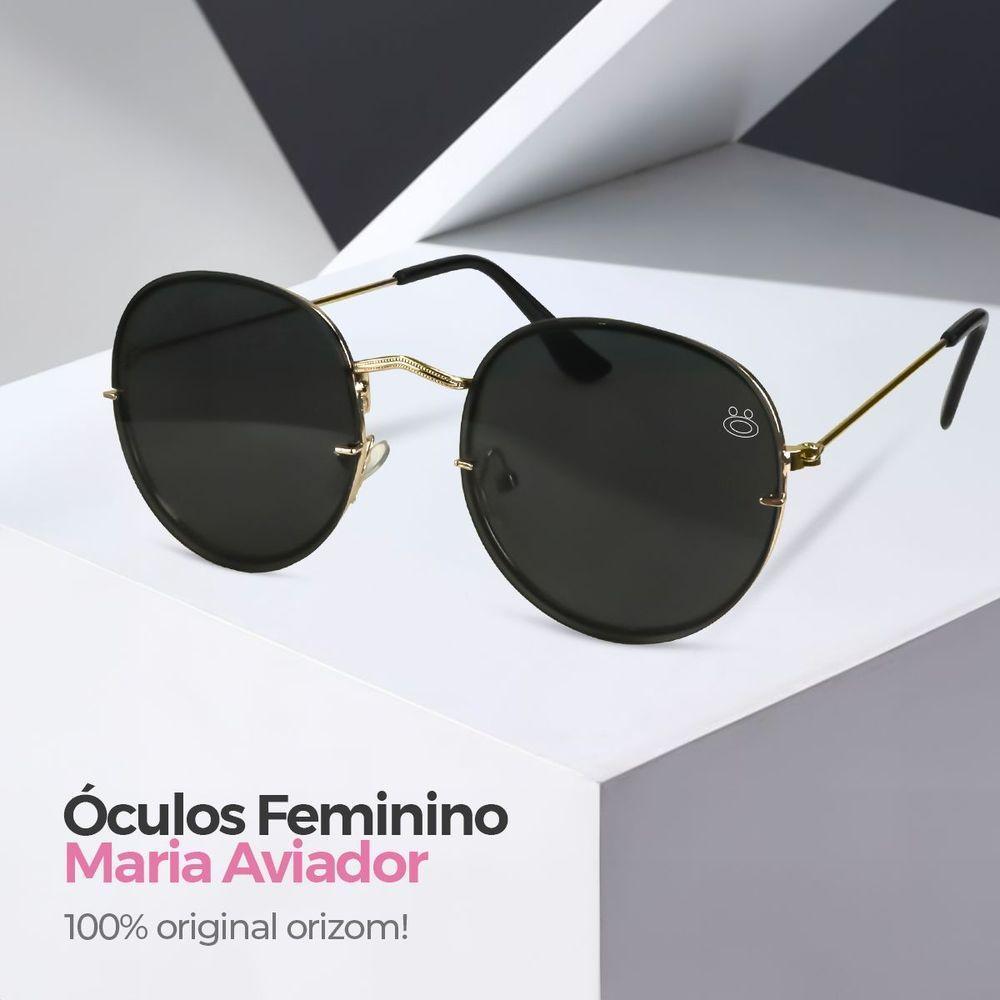 Oculos Preto Feminino Casual Praia Aço Inoxidavel + Case Qualidade Premium Verão Armação Dourada - 7