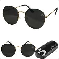 Oculos Preto Feminino Casual Praia Aço Inoxidavel + Case Qualidade Premium Verão Armação Dourada