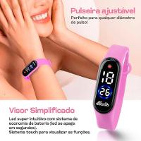 Relogio Barbie Digital Infantil + Caixa Strass Prova Dagua Presente Criança Menina Silicone Original - 2