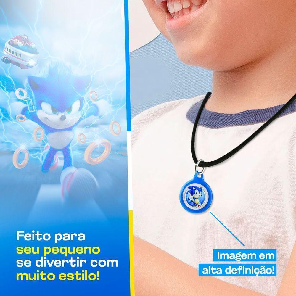 Relogio Infantil Digital Sonic + Oculos Sol + Colar + Caixa Kids Azul Presente Led Qualidade Premium - 4
