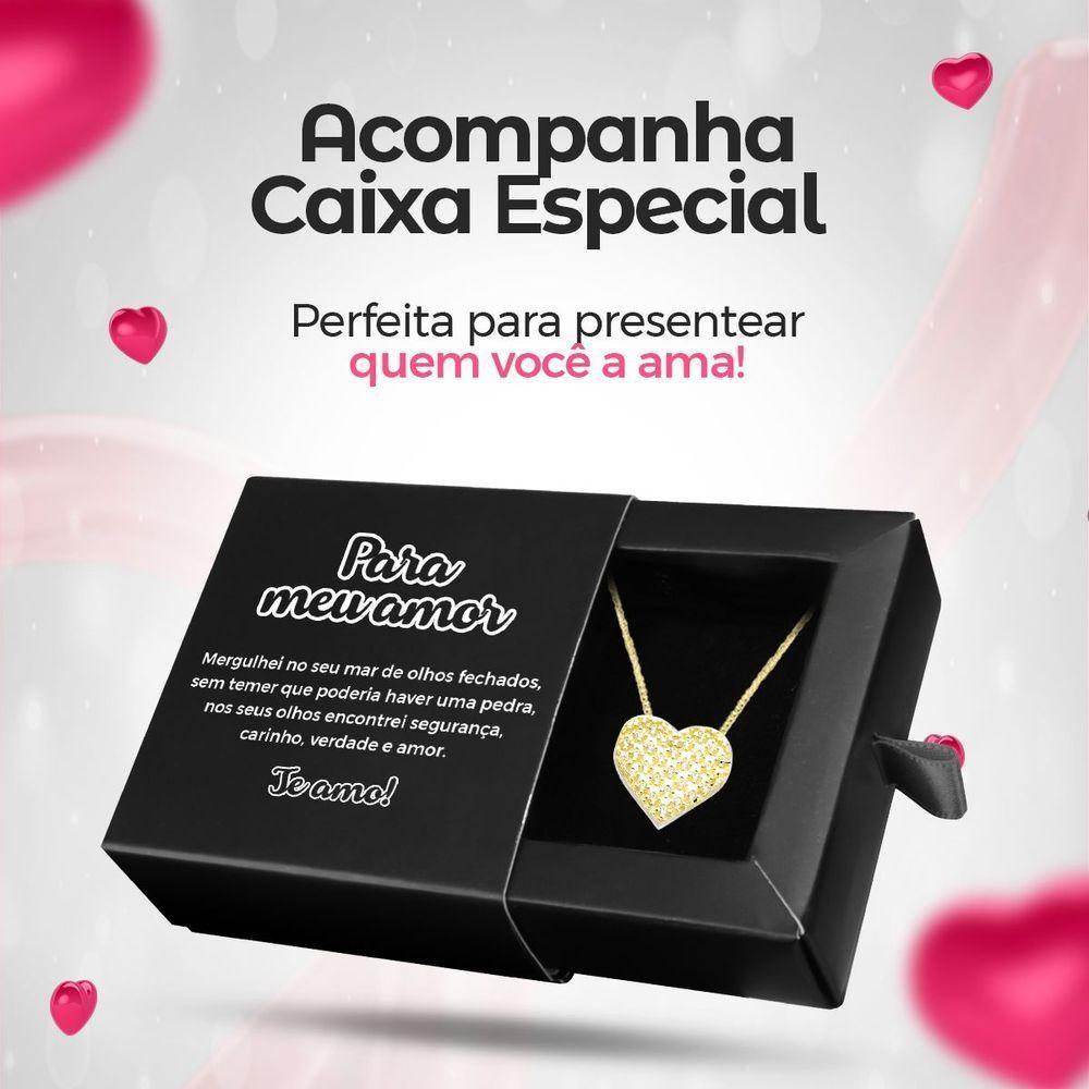 Presente Colar Feminino Aço Banhado + Pingente Amor Coração - 6