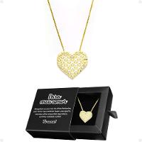 Presente Colar Feminino Aço Banhado + Pingente Amor Coração - 1